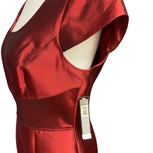 Tahari Sheath Cocktail Silk Blend Dress Size 6 Garnet Red Wedding Guest Party - Picture 5 of 13
